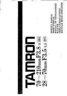 Tamron 28-70/3.5-4.5 manual. Camera Instructions.